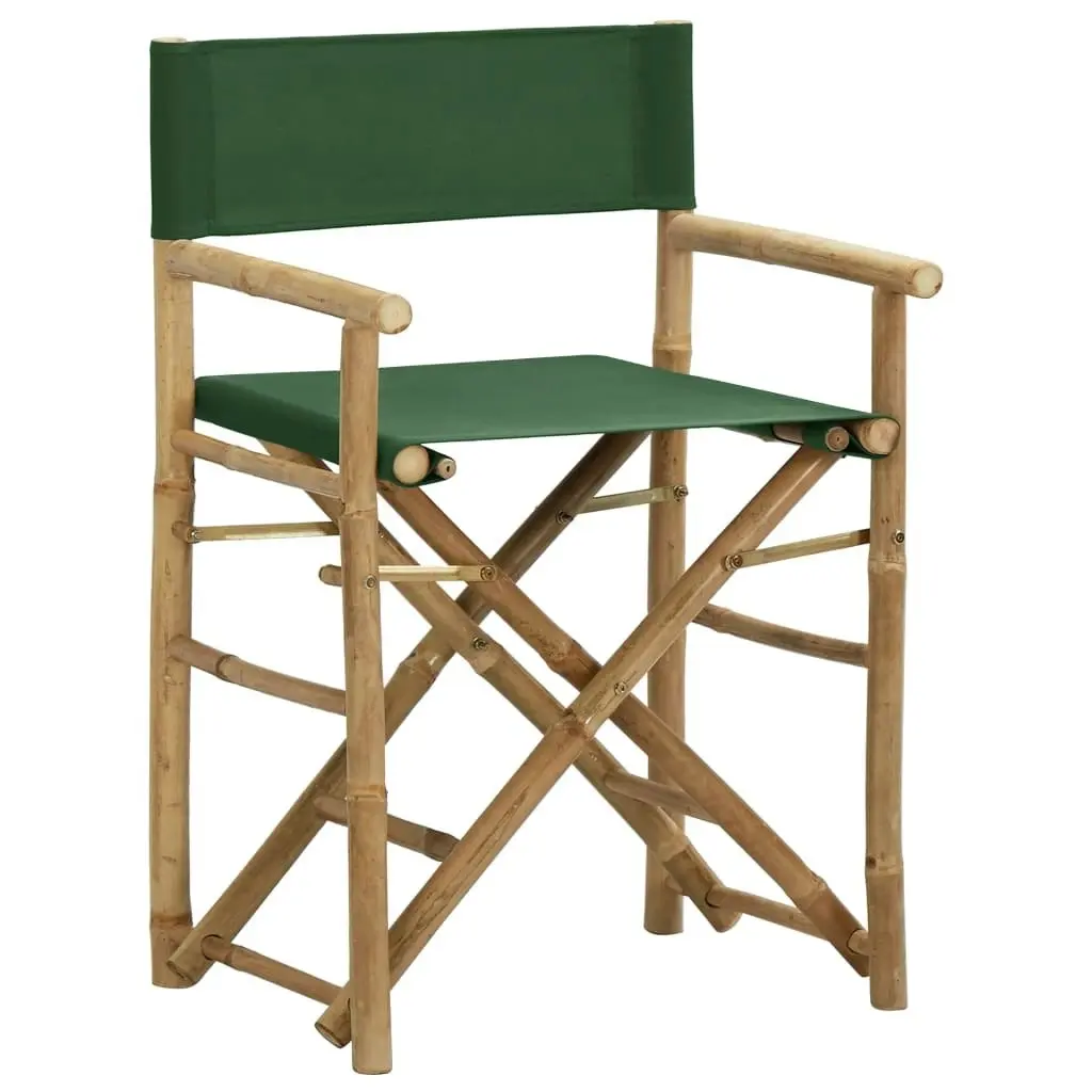 Folding Director's Chairs 2 pcs Green Bamboo and Fabric 313032