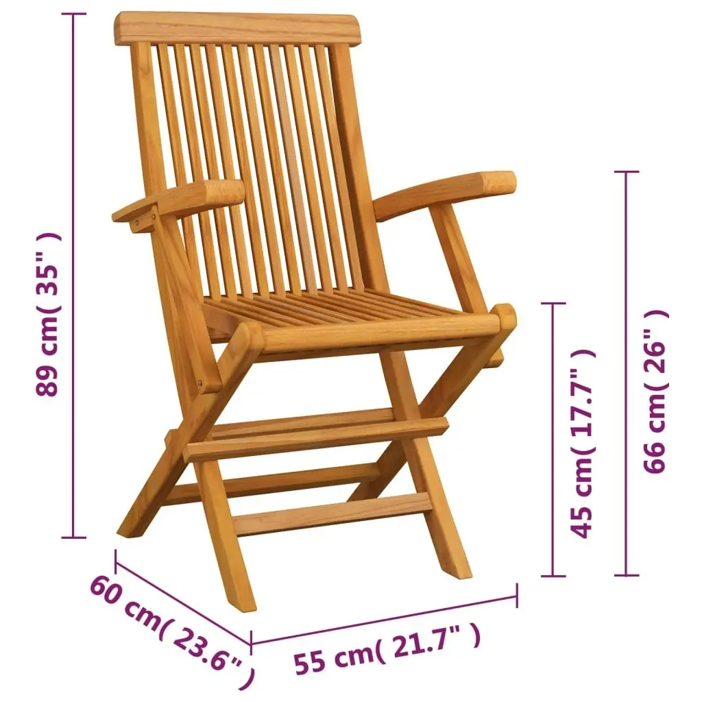 Folding Garden Chairs 4 pcs Solid Teak Wood 3065528