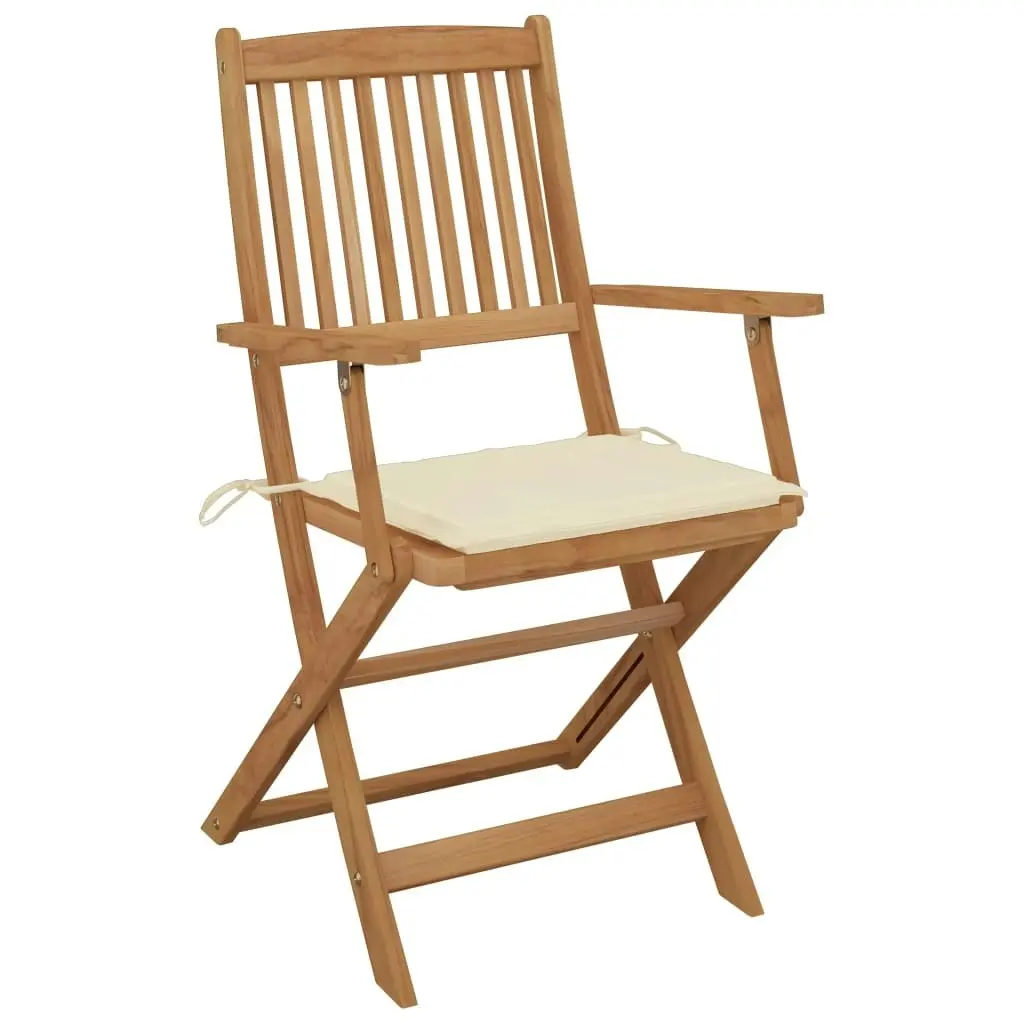 Folding Garden Chairs 2 pcs with Cushions Solid Wood Acacia 3064592