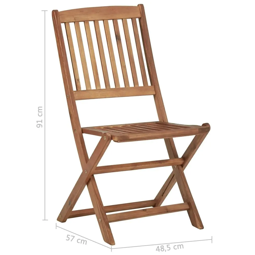 Folding Garden Chairs 8 pcs with Cushions Solid Acacia Wood 3075024