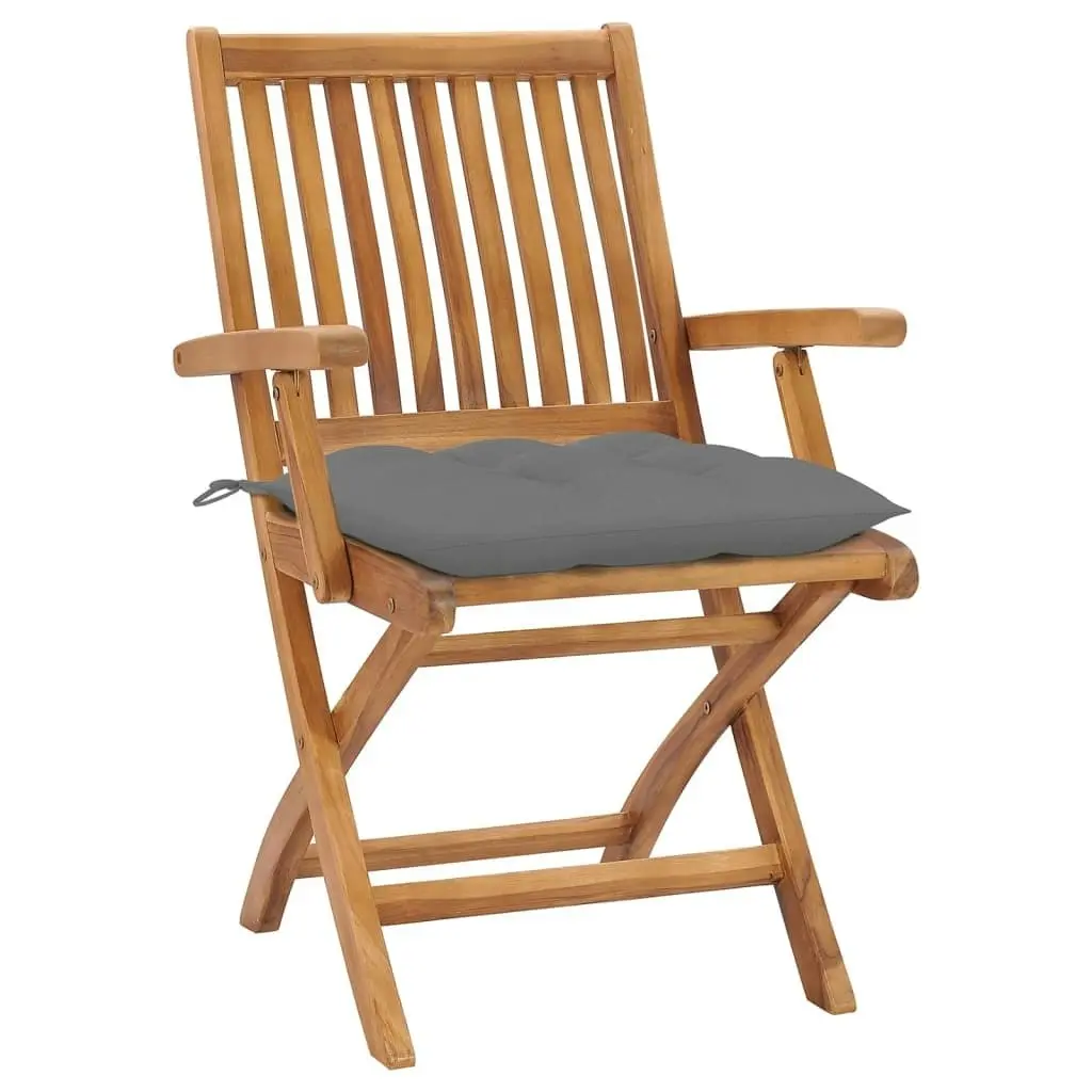 Folding Garden Chairs with Cushions 6 pcs Solid Teak Wood 3072766