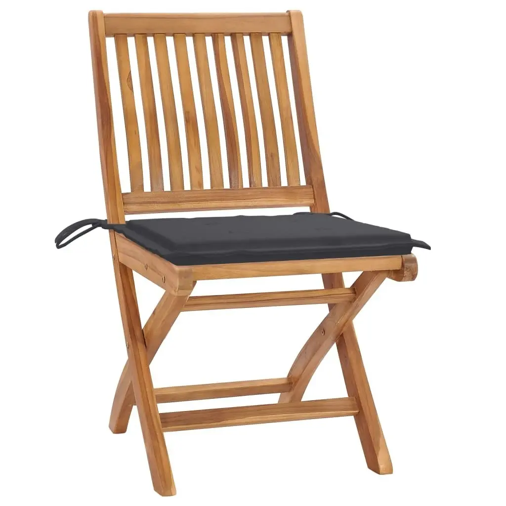 Folding Garden Chairs with Cushions 6 pcs Solid Teak Wood 3072834