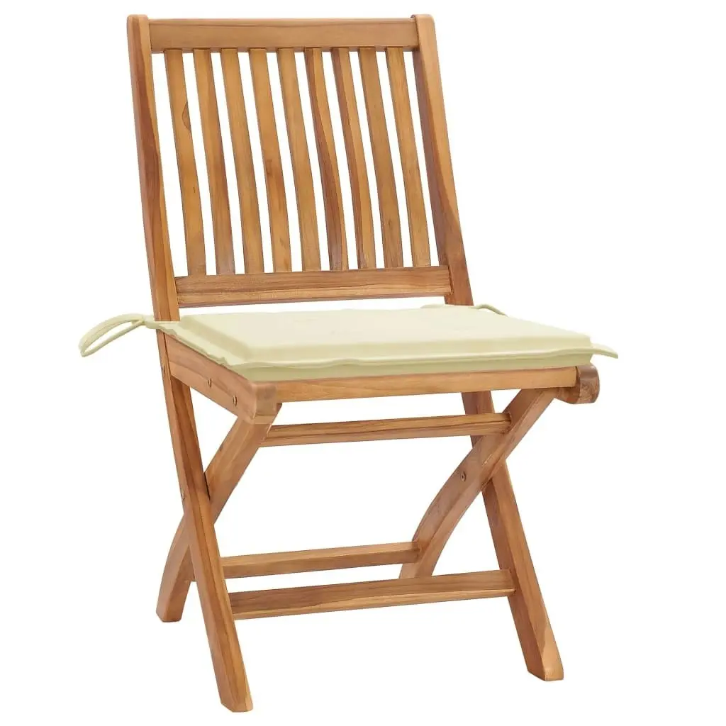 Folding Garden Chairs with Cushions 6 pcs Solid Teak Wood 3072836