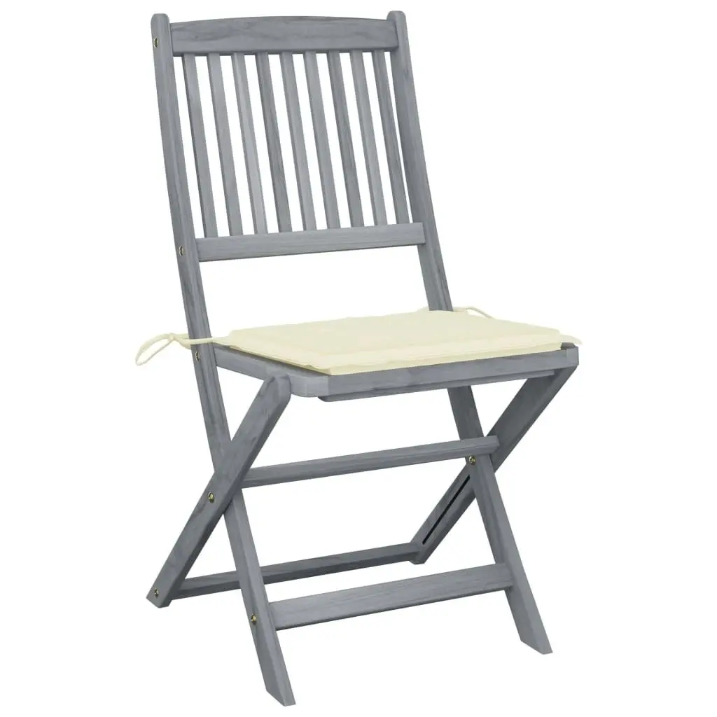 Folding Outdoor Chairs 2 pcs with Cushions Solid Acacia Wood 3064538