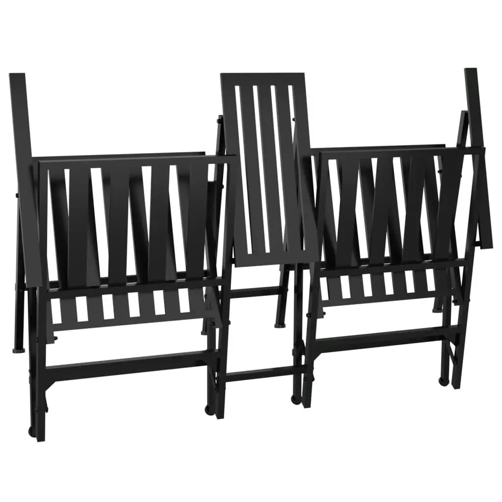 Folding 2-Seater Garden Bench 137 cm Black Steel 318820