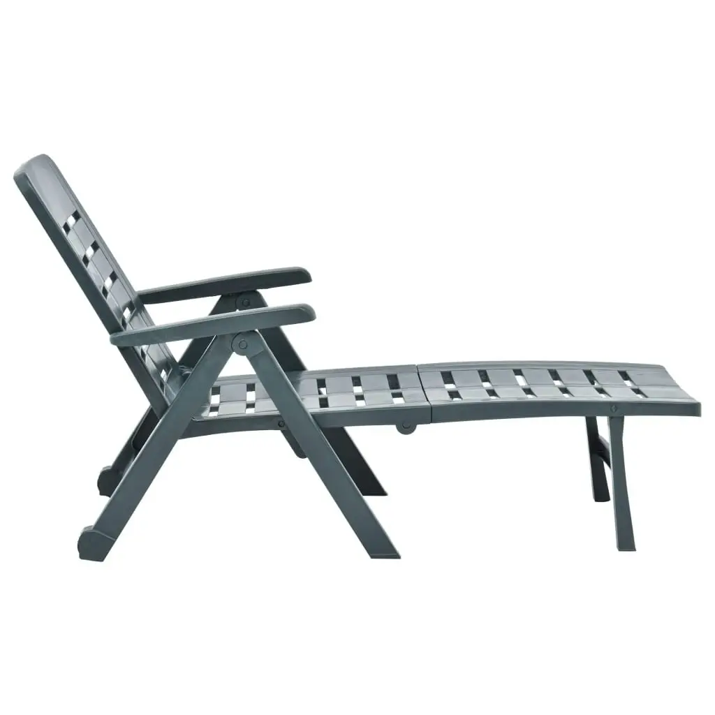 Folding Sun Lounger Plastic Green 48755