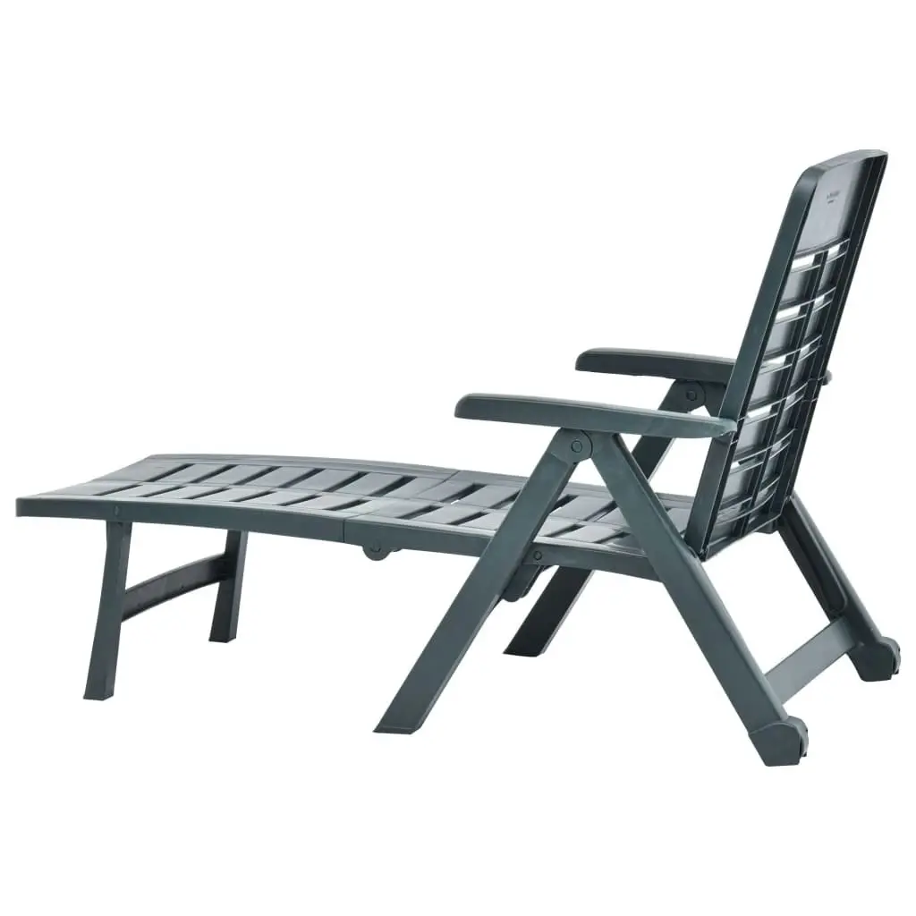 Folding Sun Lounger Plastic Green 48755