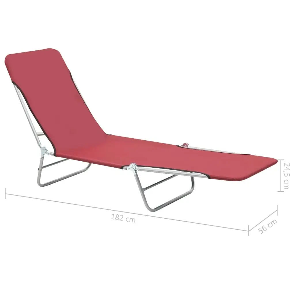 Folding Sun Loungers 2 pcs Steel and Fabric Red 44301