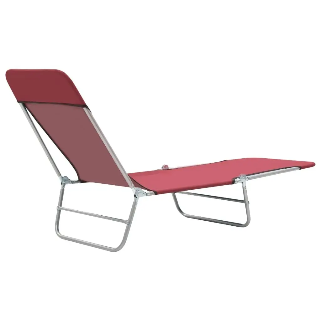 Folding Sun Loungers 2 pcs Steel and Fabric Red 44301