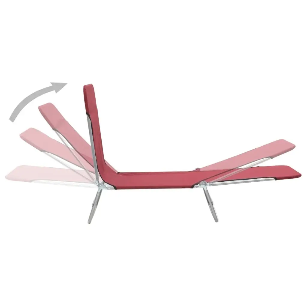 Folding Sun Loungers 2 pcs Steel and Fabric Red 44301