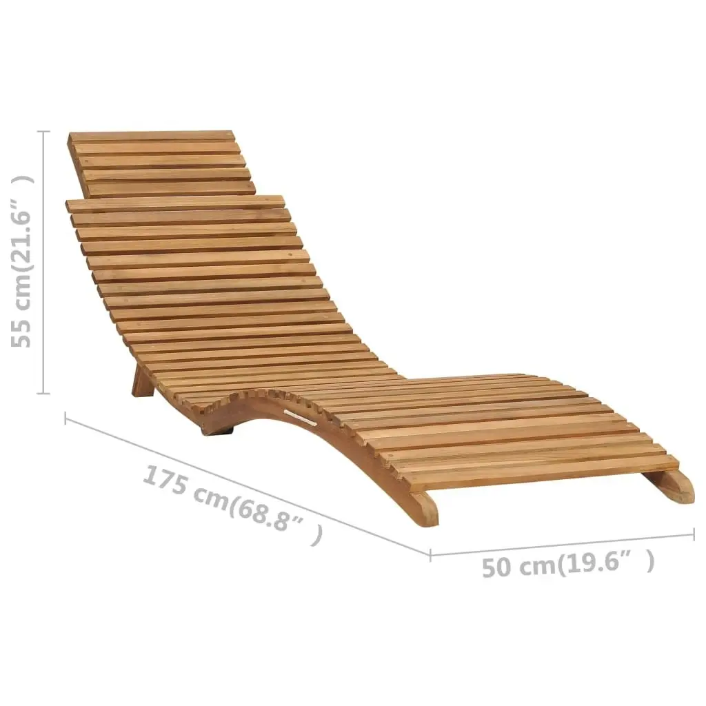 Folding Sun Lounger with Table Solid Teak Wood 310666