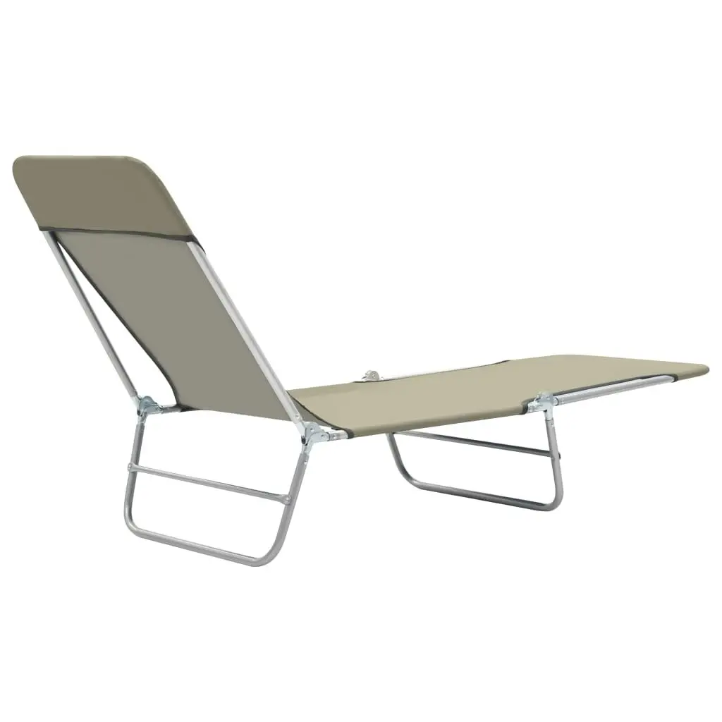 Folding Sun Loungers 2 pcs Steel and Fabric Taupe 44303