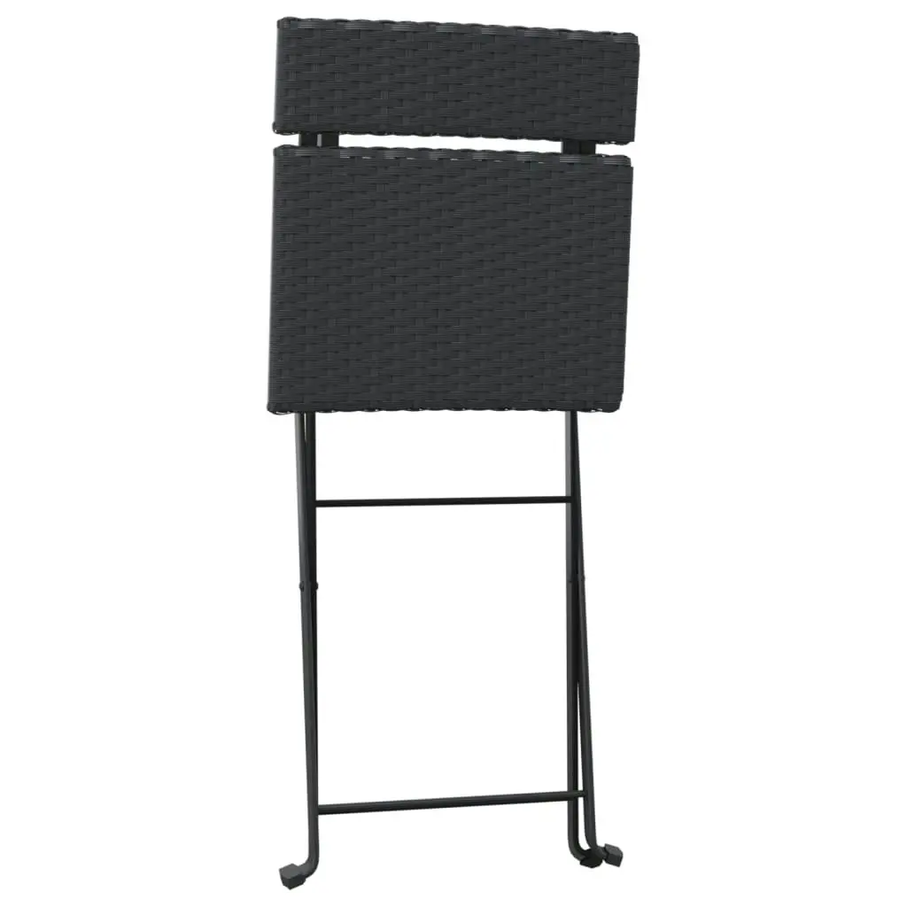 Folding Bistro Chairs 8 pcs Black Poly Rattan and Steel 3152114