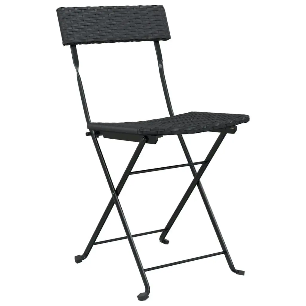 Folding Bistro Chairs 8 pcs Black Poly Rattan and Steel 3152114