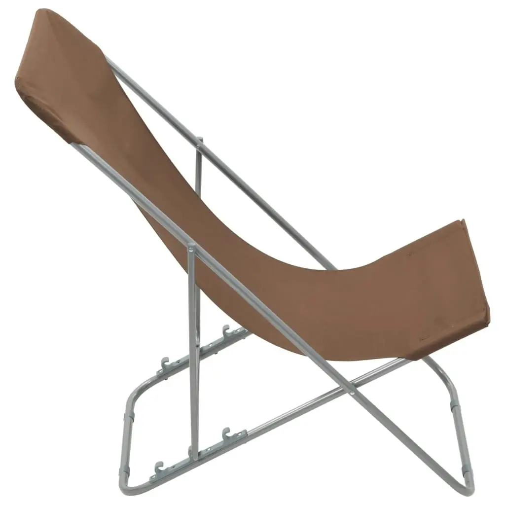 Folding Beach Chairs 2 pcs Steel and Oxford Fabric Brown 44362