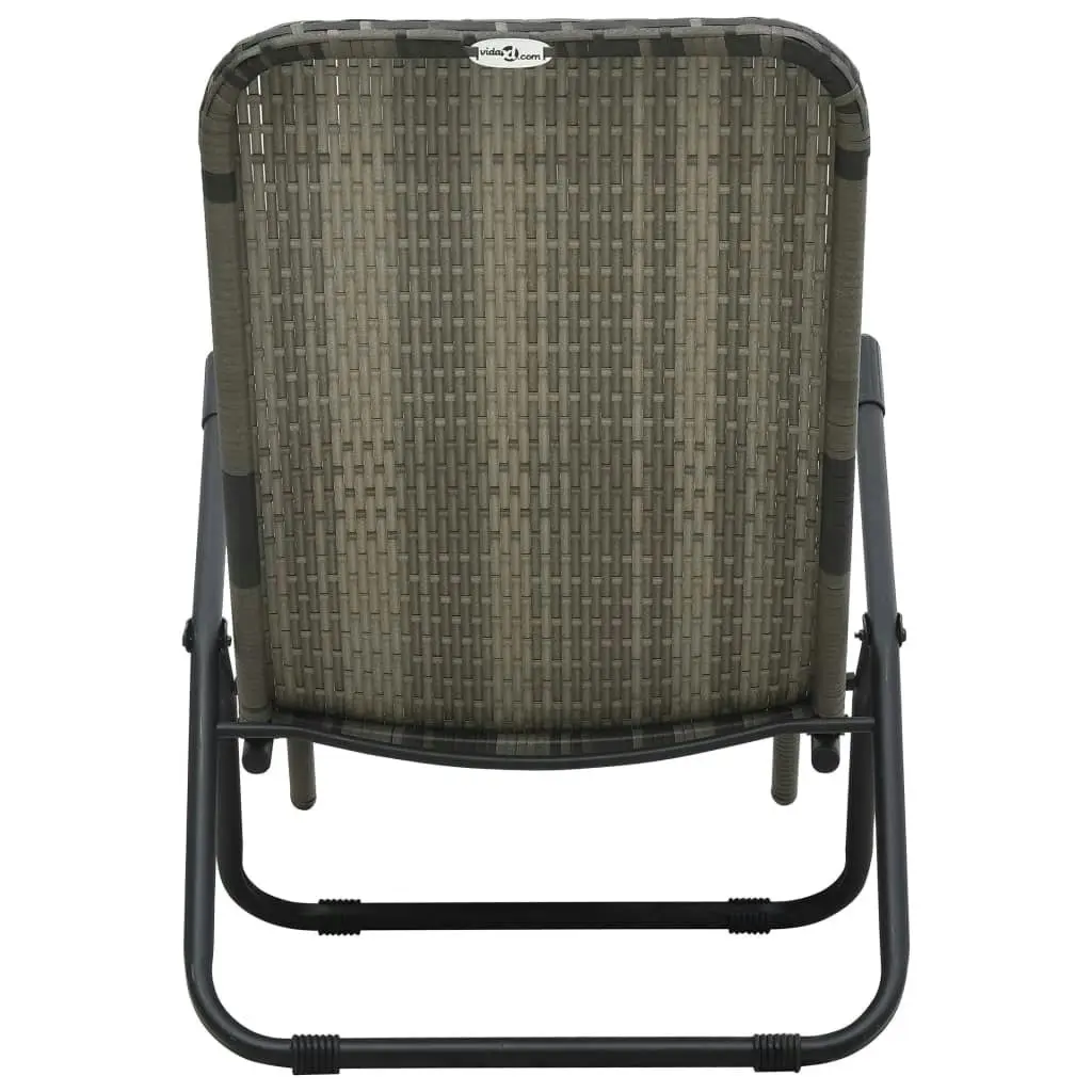 Folding Sun Lounger Poly Rattan Grey 48128