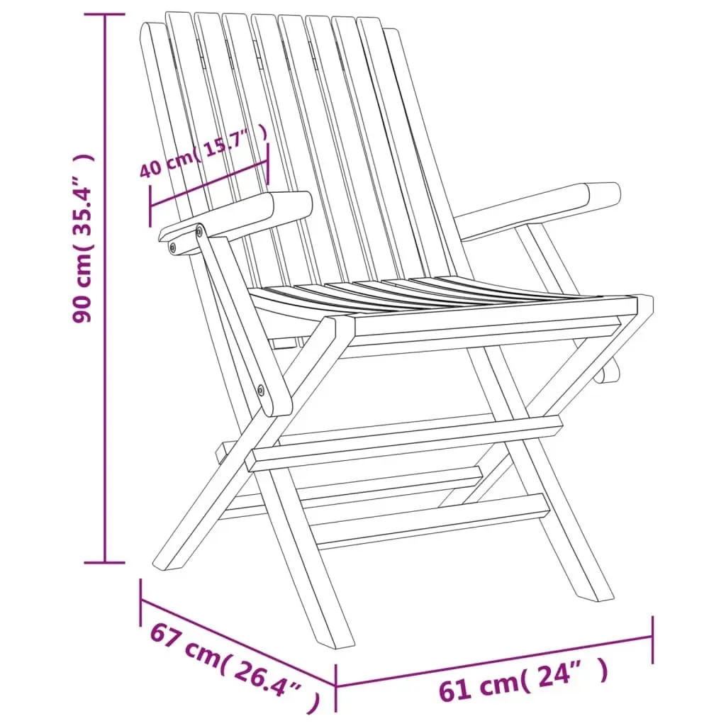 Folding Garden Chairs 4 pcs 61x67x90 cm Solid Wood Teak 3155055