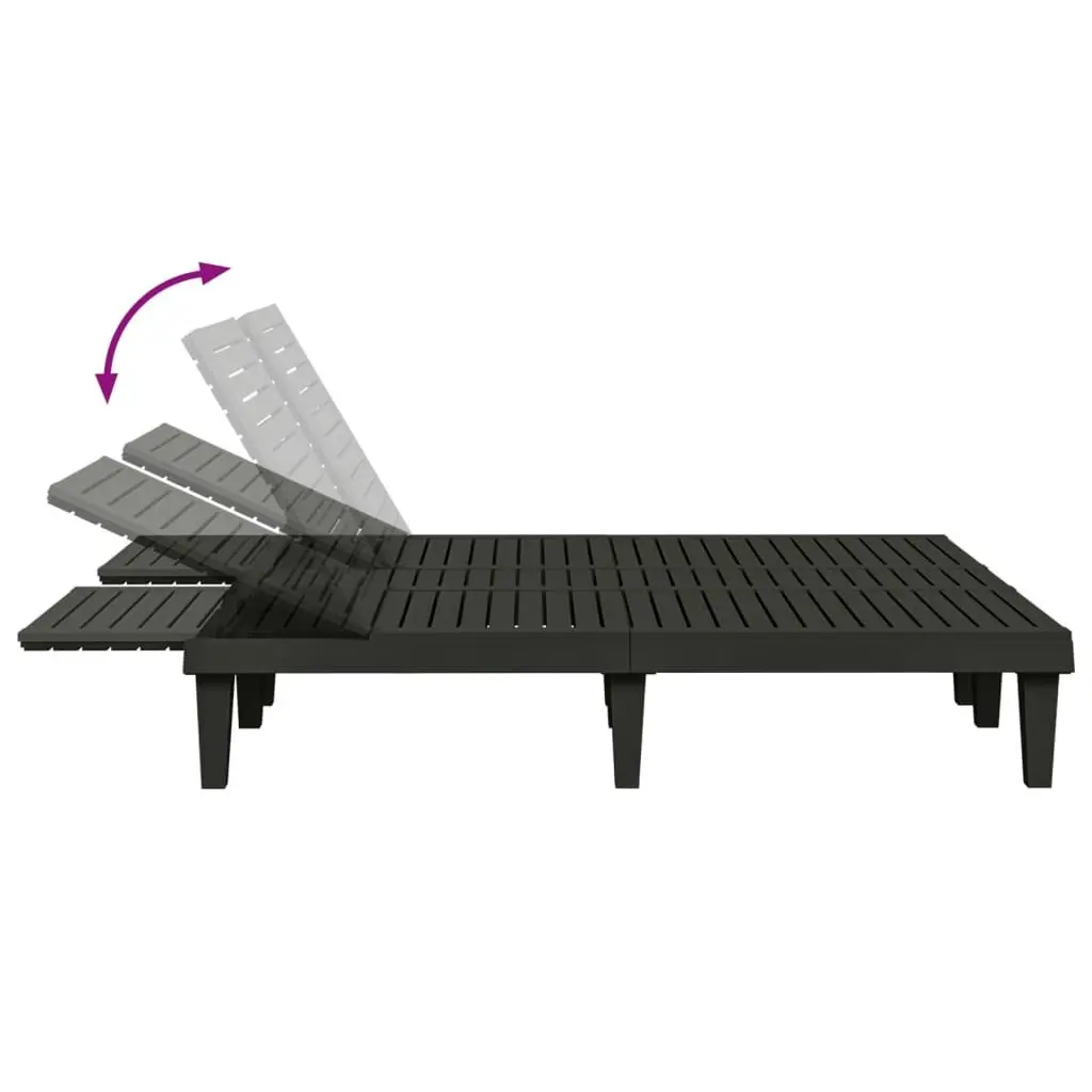 Double Sun Lounger Black 155x138x83 cm Polypropylene 364150