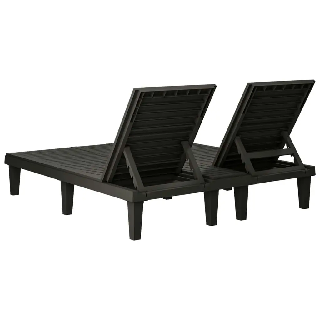 Double Sun Lounger Black 155x138x83 cm Polypropylene 364150