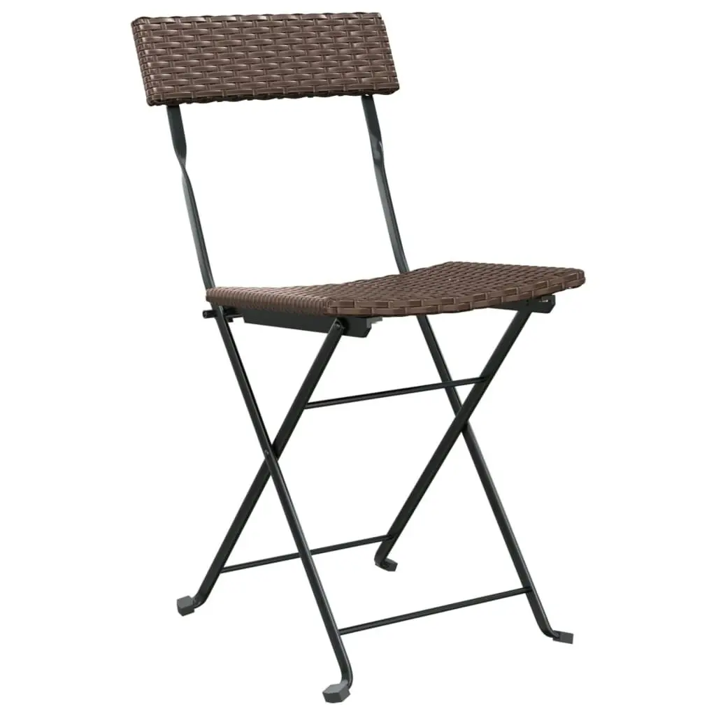 Folding Bistro Chairs 6 pcs Brown Poly Rattan and Steel 3152116