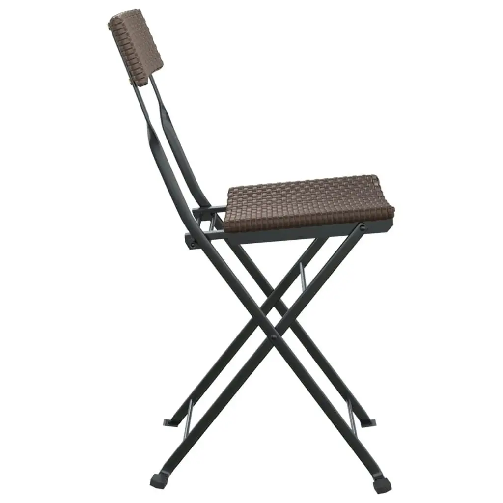 Folding Bistro Chairs 6 pcs Brown Poly Rattan and Steel 3152116