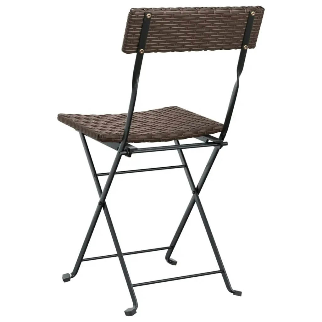 Folding Bistro Chairs 6 pcs Brown Poly Rattan and Steel 3152116