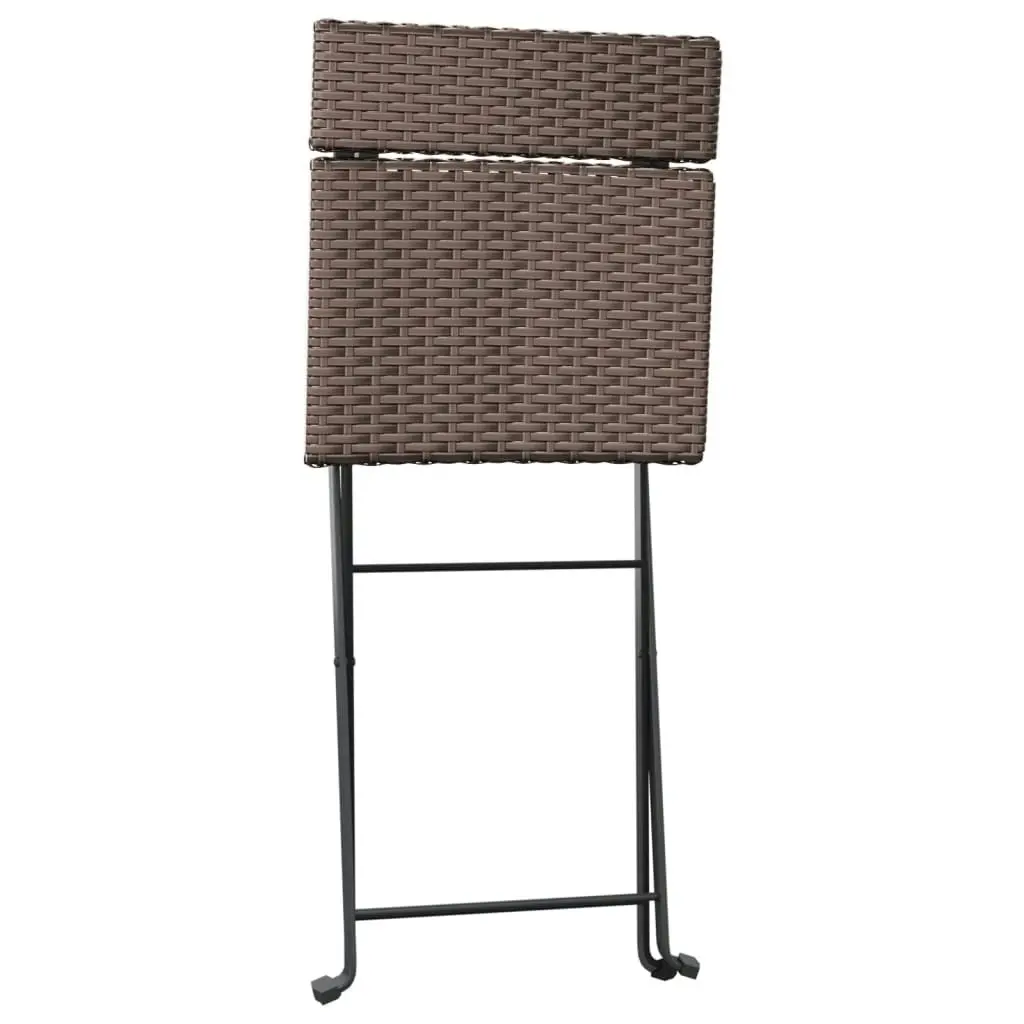 Folding Bistro Chairs 6 pcs Brown Poly Rattan and Steel 3152116