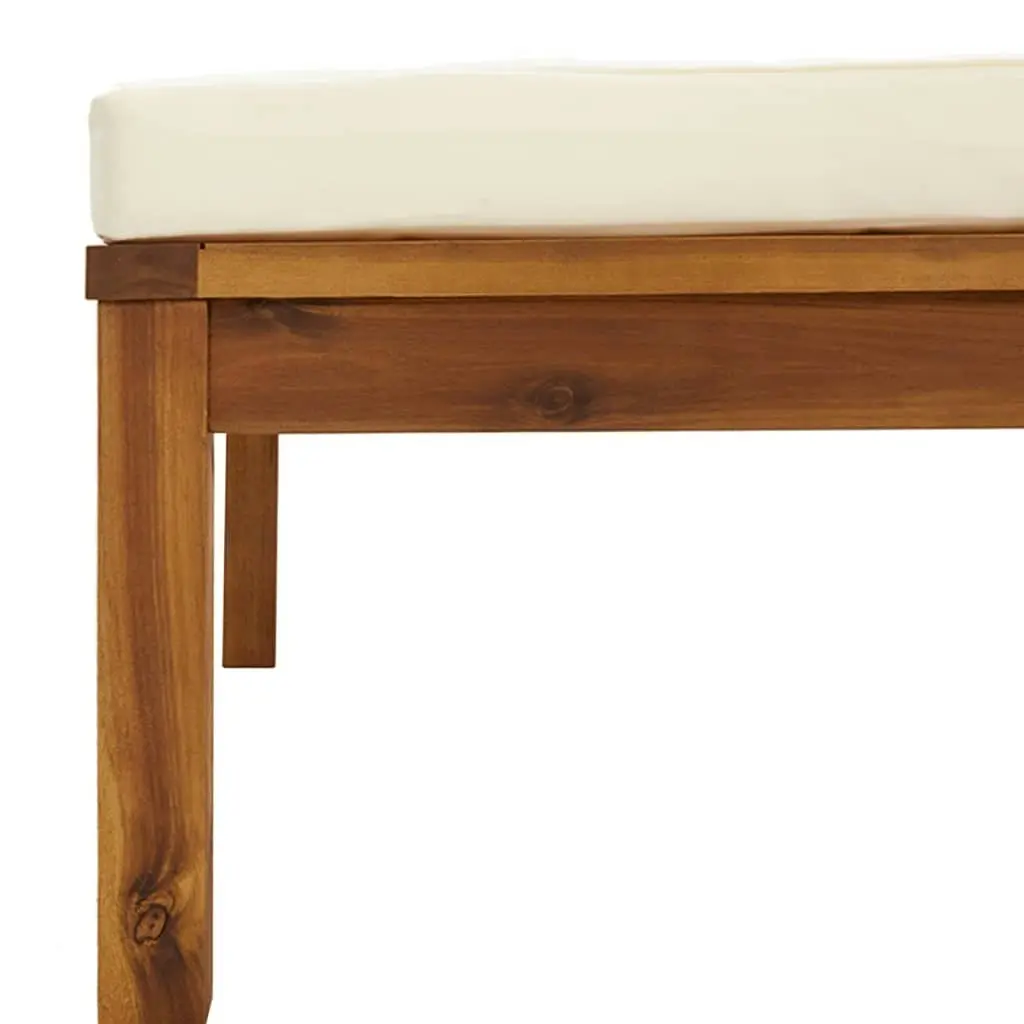 Footrest with Cream White Cushion Solid Acacia Wood 316291