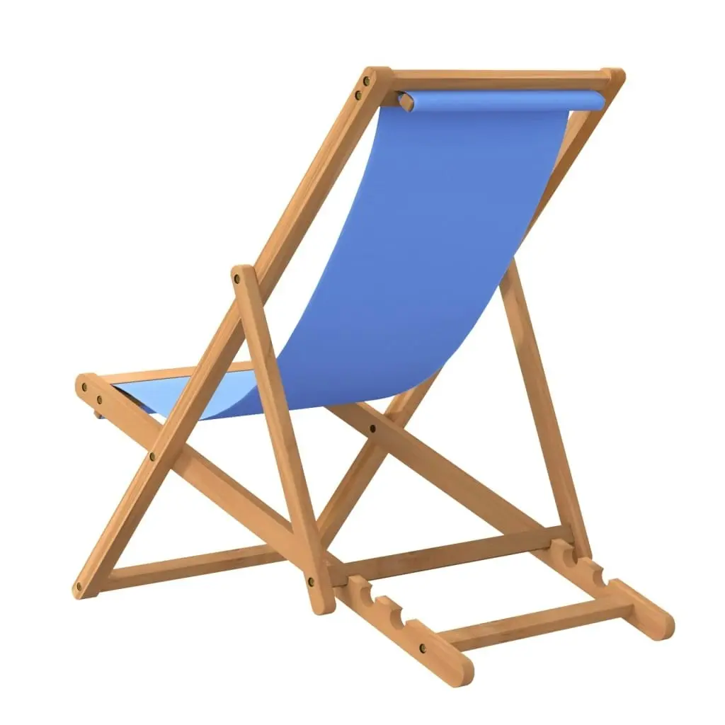 Deck Chair Teak 56x105x96 cm Blue 43803