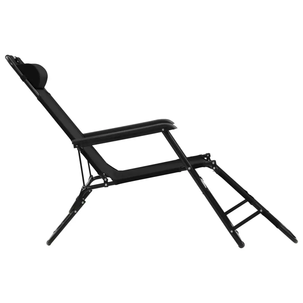 Folding Sun Loungers 2 pcs with Footrests Steel Black 44343