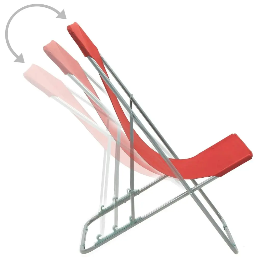 Folding Beach Chairs 2 pcs Steel and Oxford Fabric Red 44360