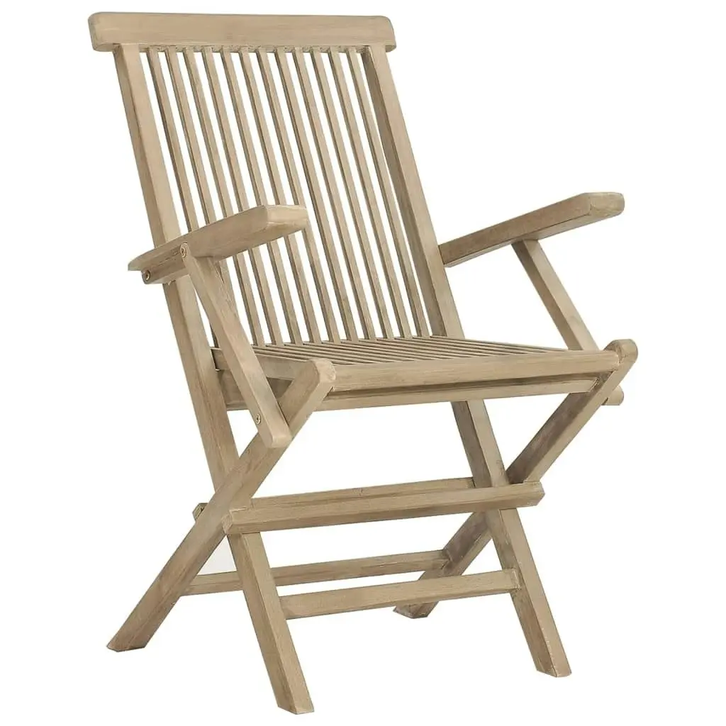 Folding Garden Chairs 2 pcs Grey 56x61x89 cm Solid Wood Teak 362764