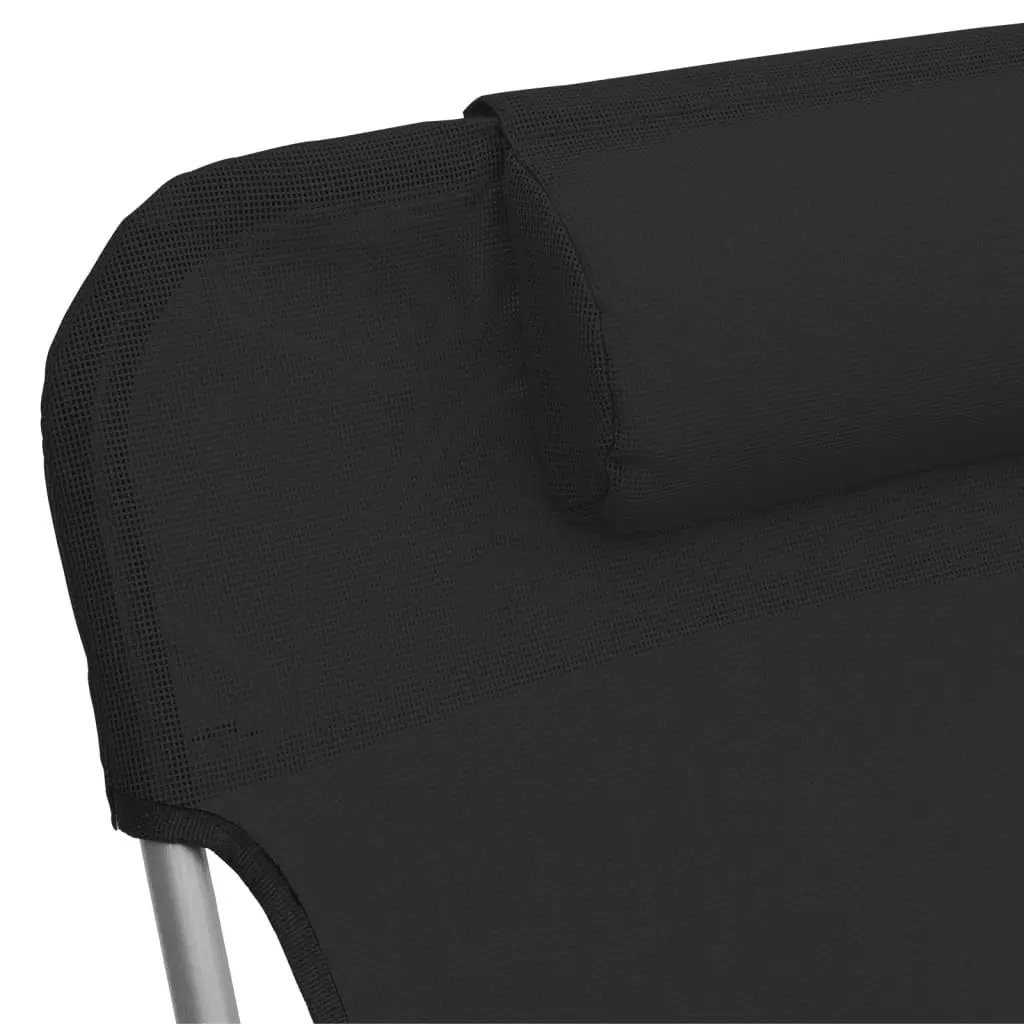 Folding Sun Loungers 2 pcs Black Textilene and Steel 360181