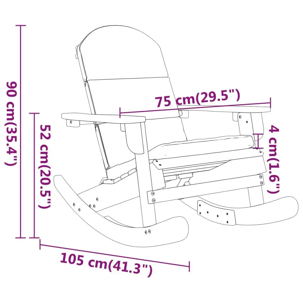 Adirondack Rocking Chair with Cushions Solid Wood Acacia 360036