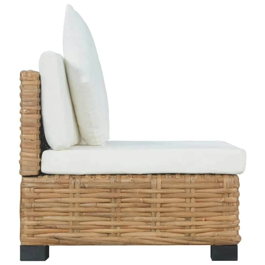 Armless Sofa with Cushions Natural Rattan 286280