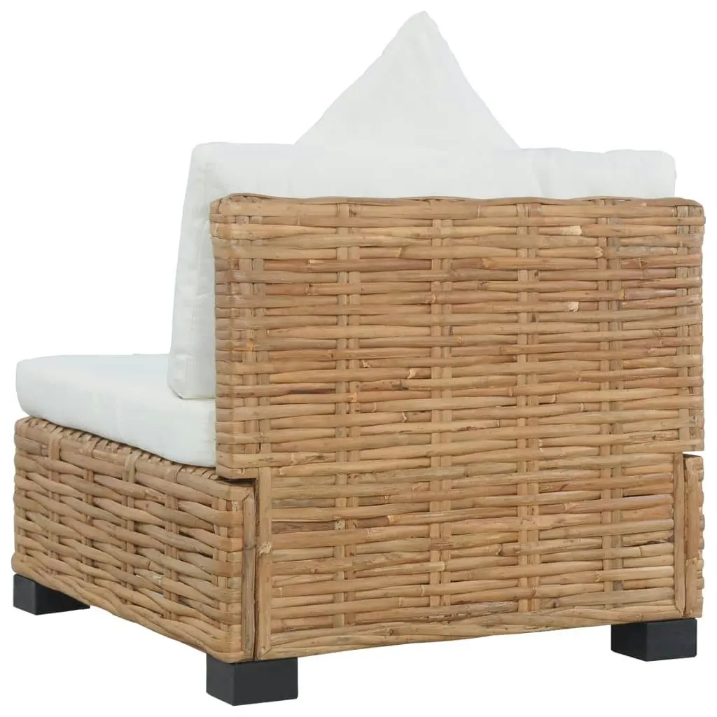 Armless Sofa with Cushions Natural Rattan 286280