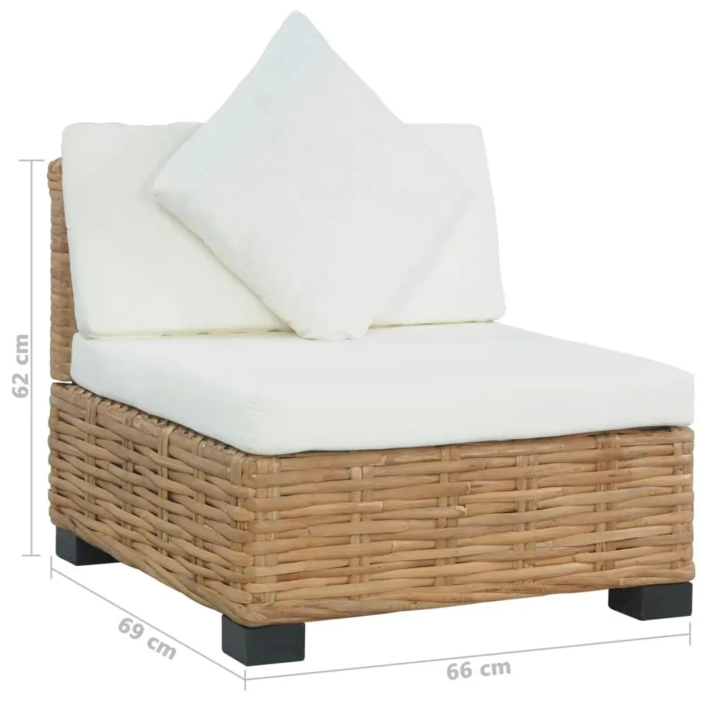 Armless Sofa with Cushions Natural Rattan 286280