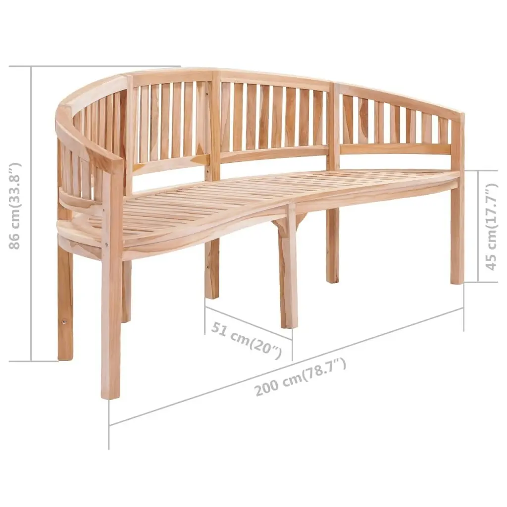 Banana Bench 200 cm Solid Teak Wood 310495