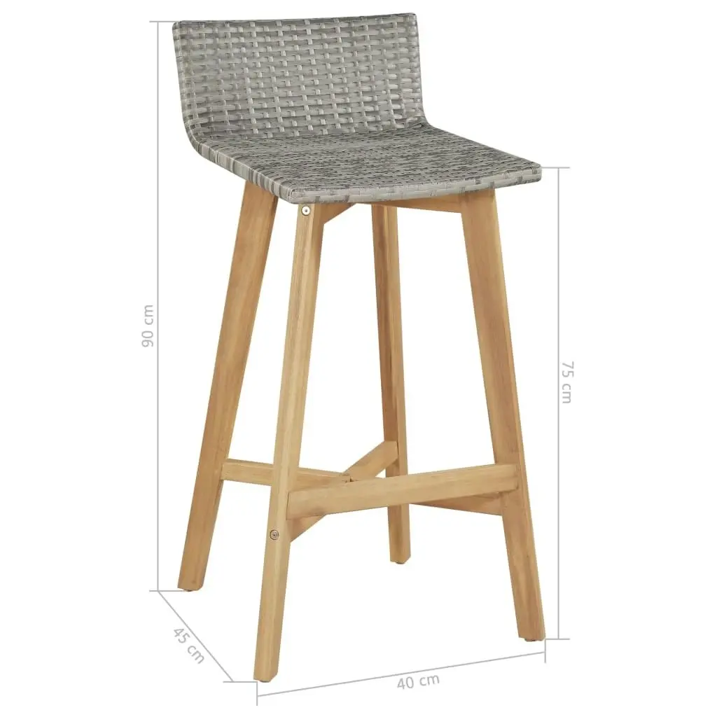 Bar Chairs 2 pcs Solid Acacia Wood 44229