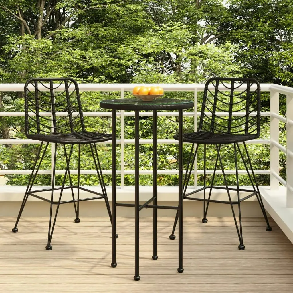 Bar Stools 2 pcs Black 45x56x103.5 cm PE Rattan and Steel 319431