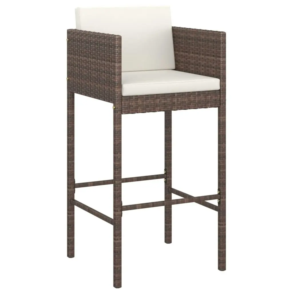 Bar Stools 2 pcs with Cushions Brown Poly Rattan 316656