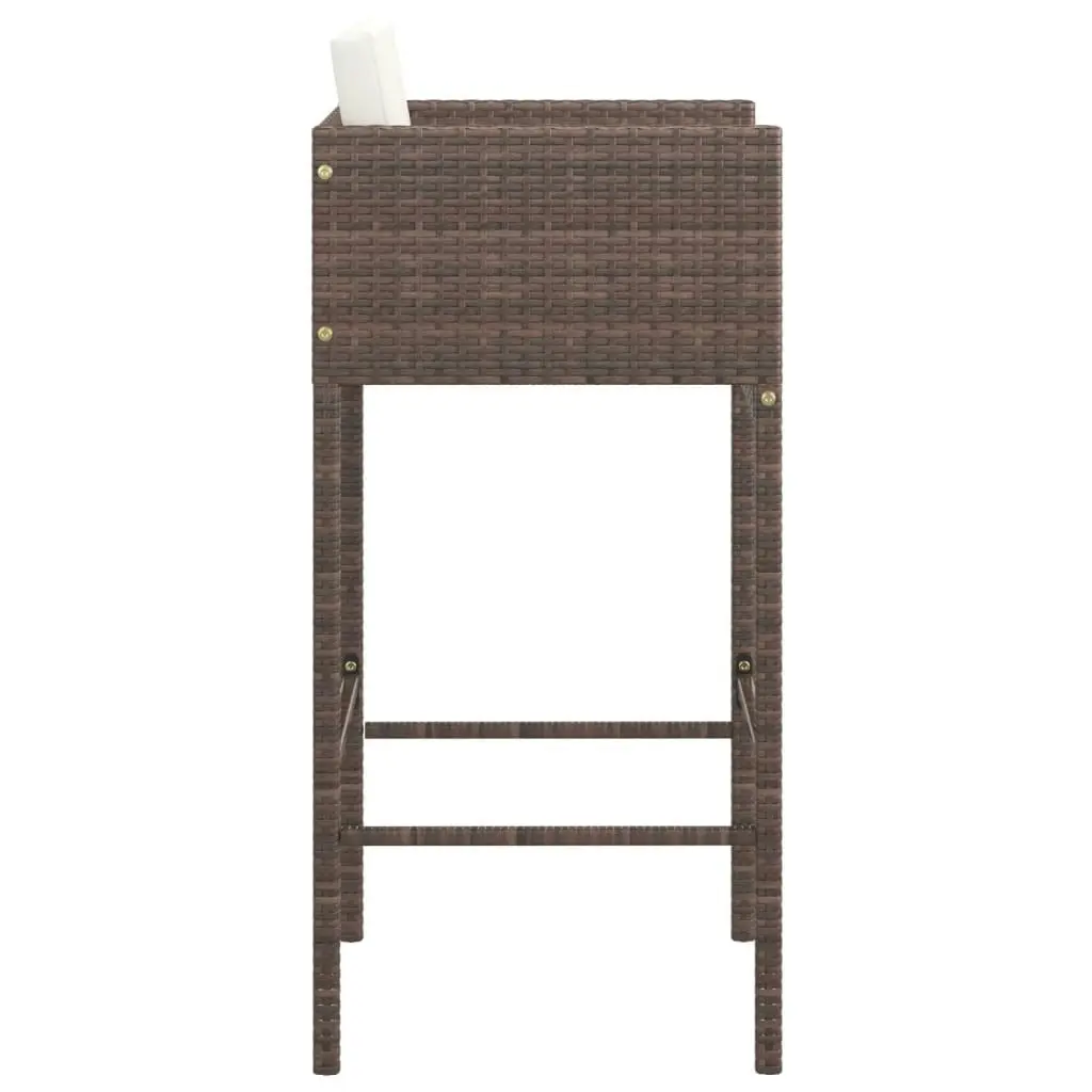 Bar Stools 2 pcs with Cushions Brown Poly Rattan 316656