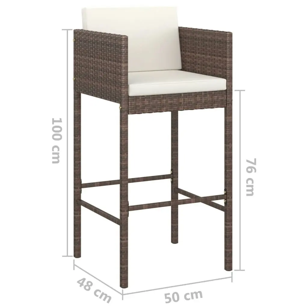 Bar Stools 2 pcs with Cushions Brown Poly Rattan 316656