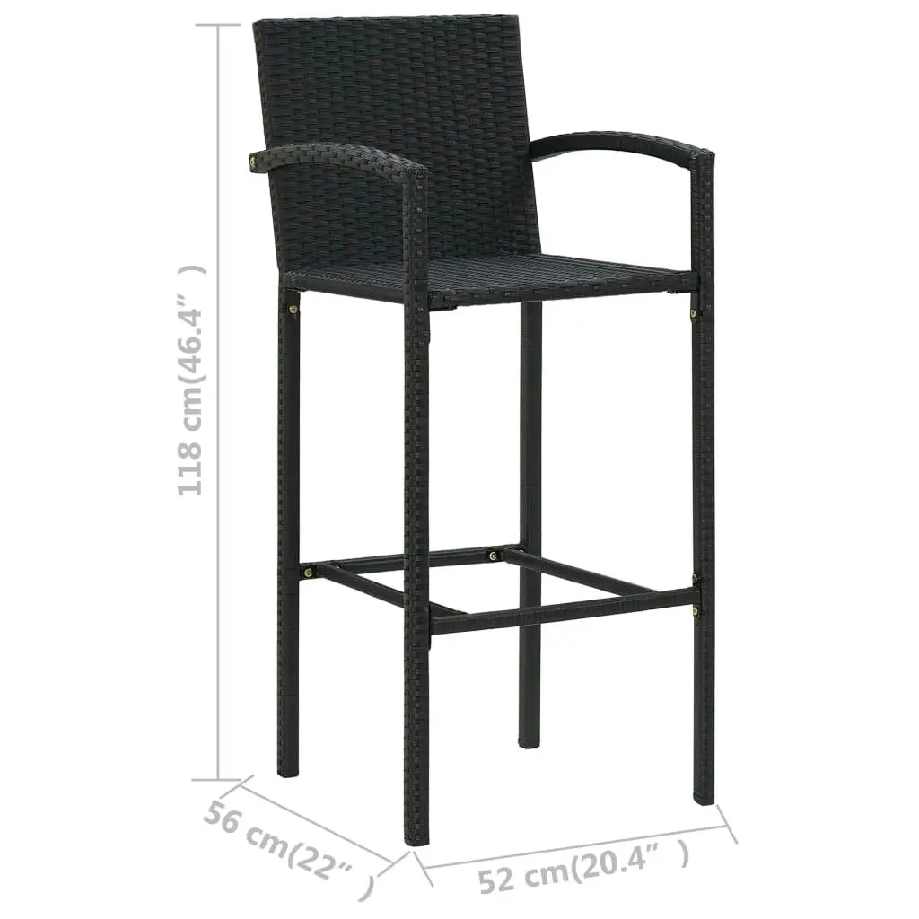 Bar Stools 2 pcs Black Poly Rattan 313452