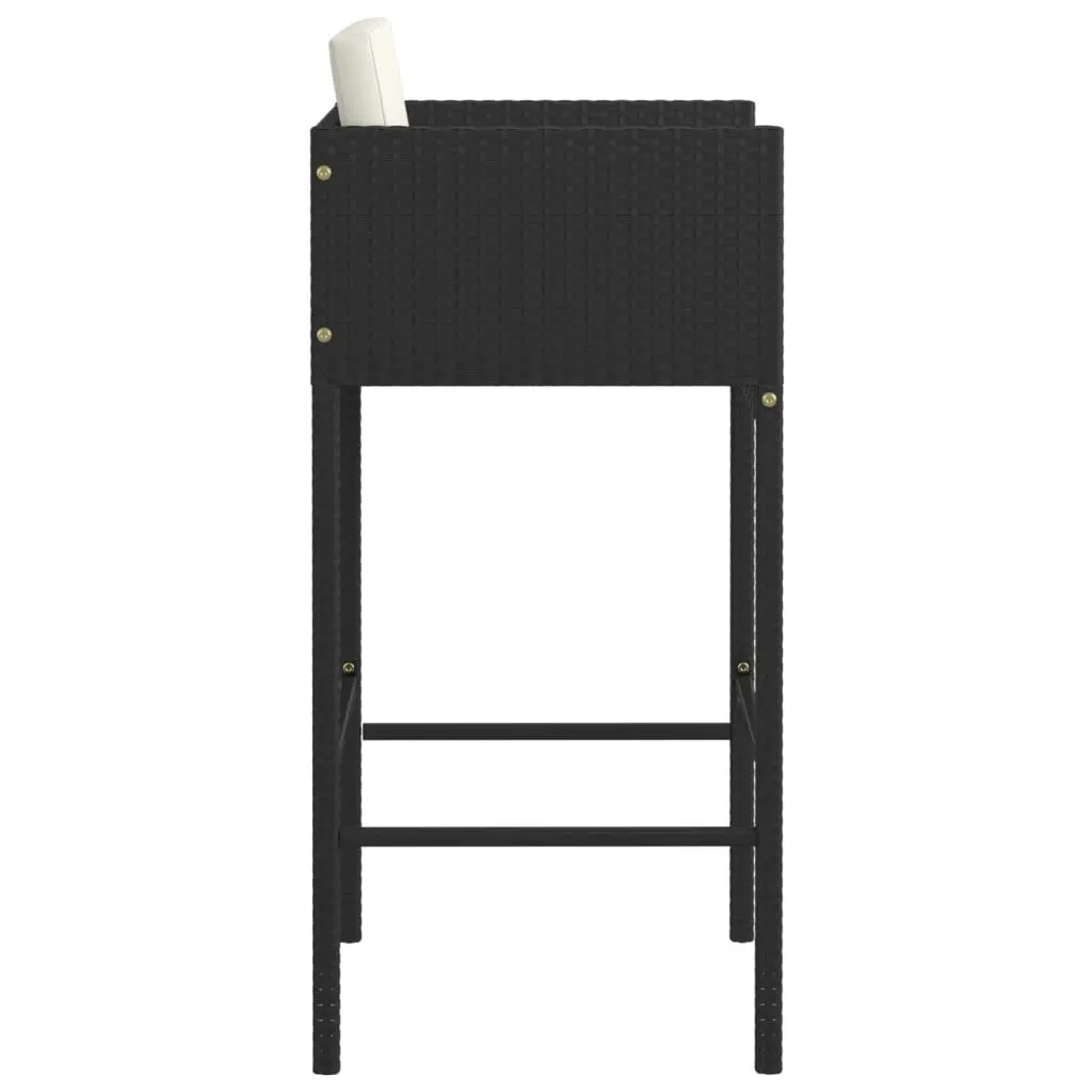 Bar Stools 2 pcs with Cushions Black Poly Rattan 316657