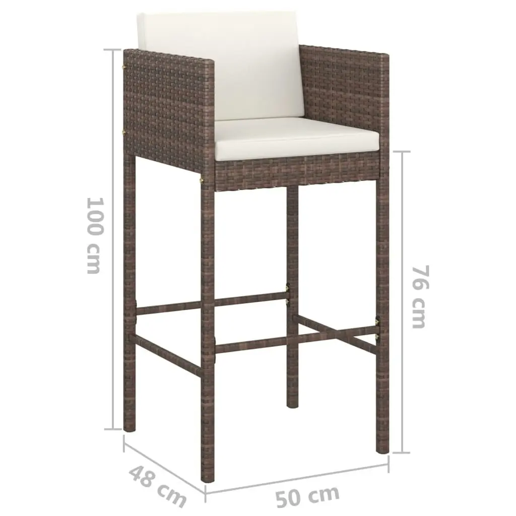 Bar Stools 4 pcs with Cushions Brown Poly Rattan 316659