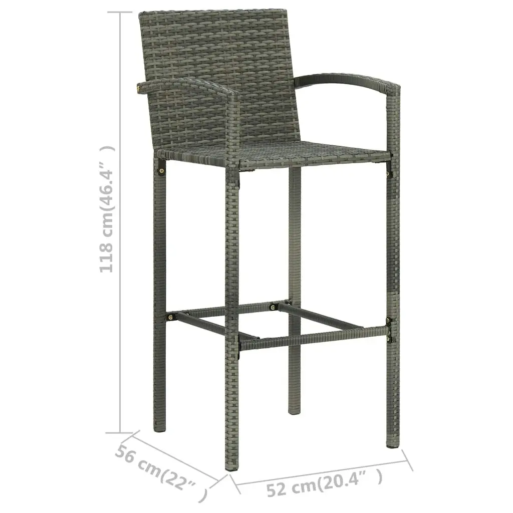 Bar Stools 4 pcs Grey Poly Rattan 313456