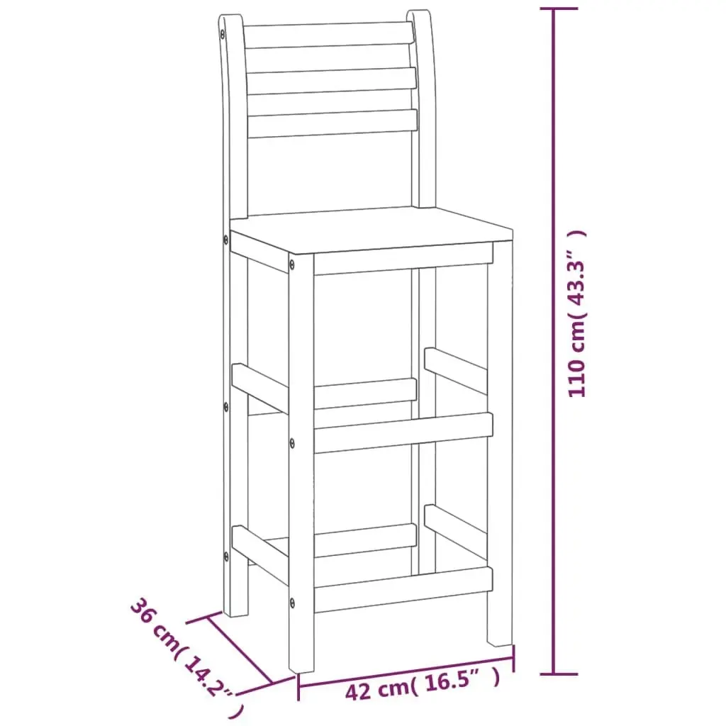 Bar Stools 6 pcs Solid Wood Acacia 3115987