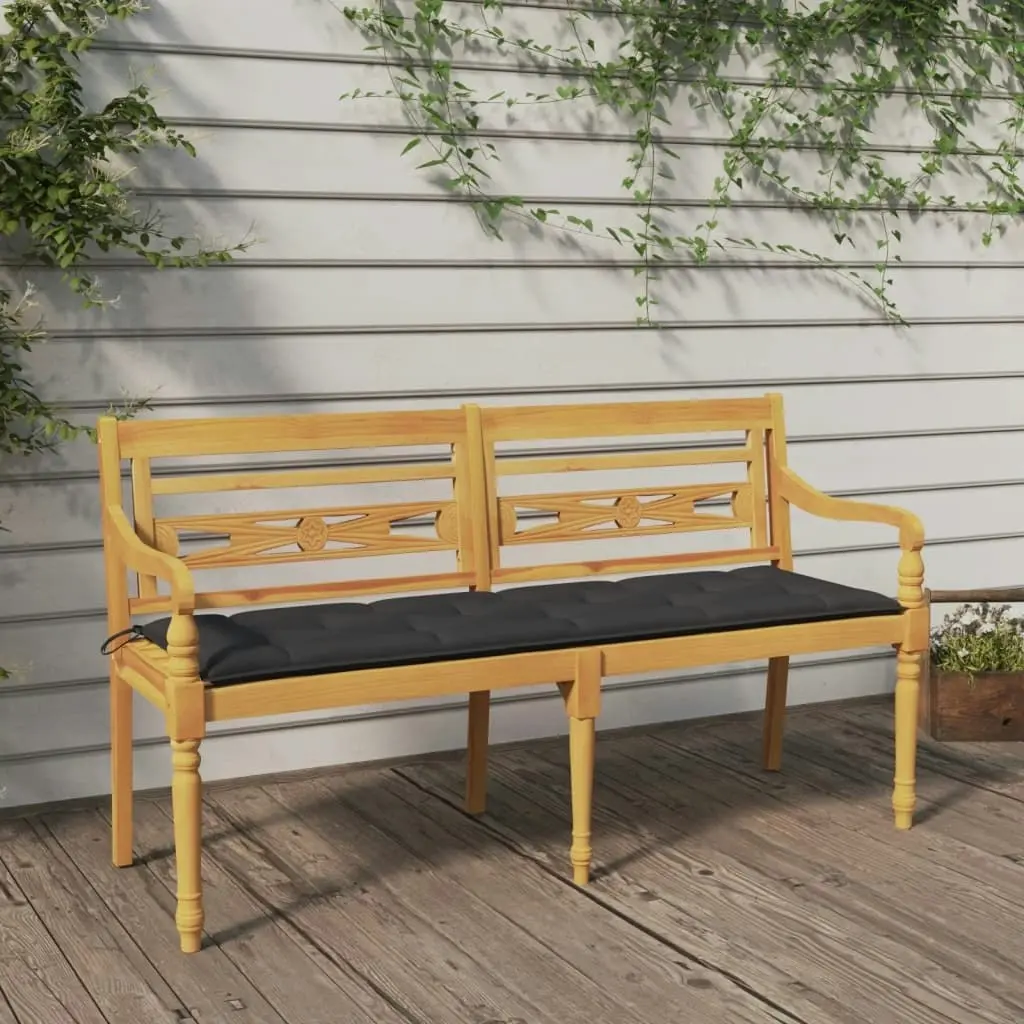 Batavia Bench with Anthracite Cushion 150 cm Solid Wood Teak 3100841