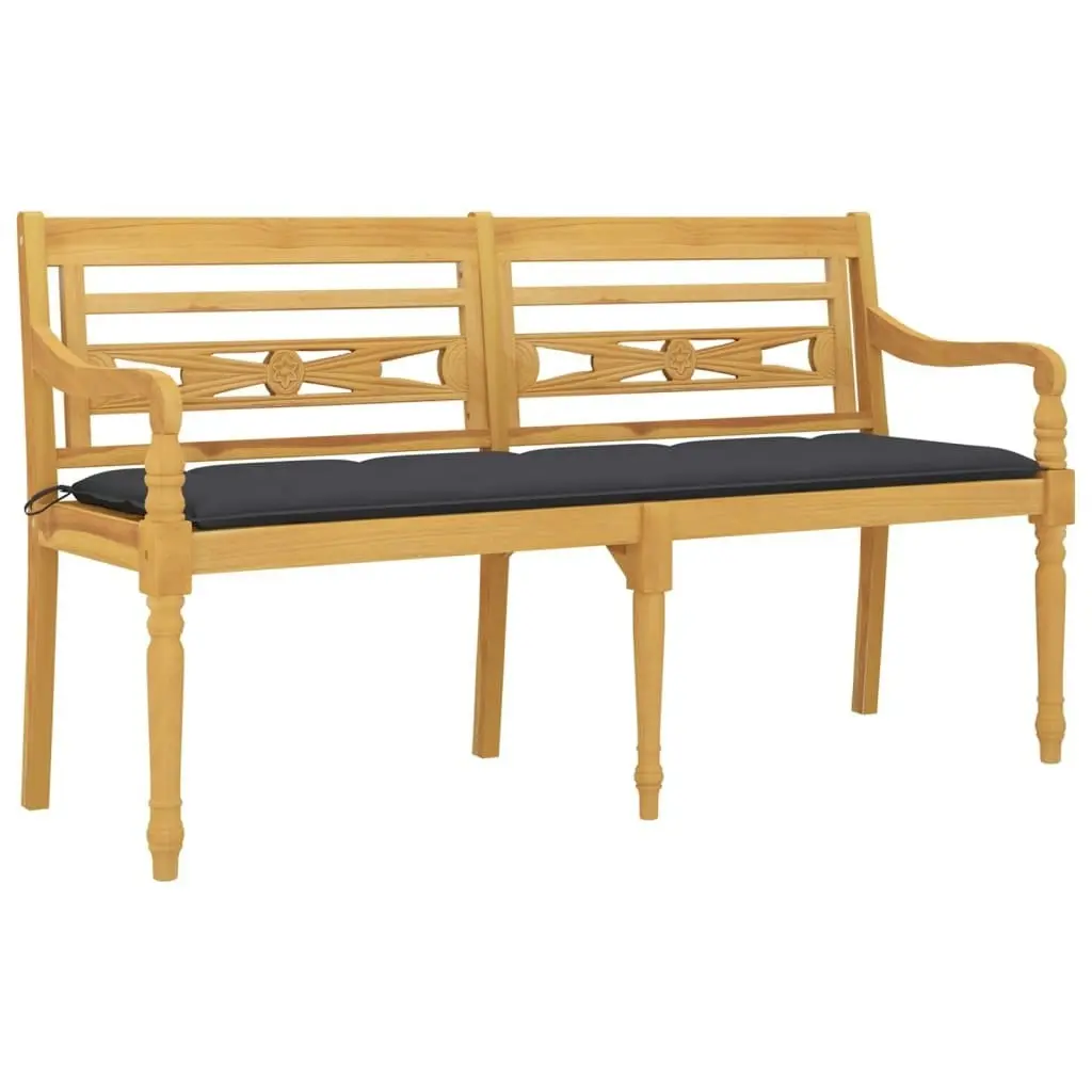 Batavia Bench with Anthracite Cushion 150 cm Solid Wood Teak 3100841